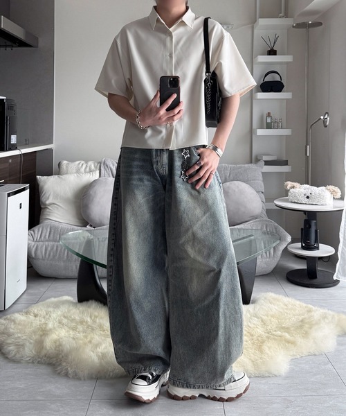 VELNUS(ベルナス)の「【VELNUS】〈Easy Care & UV Protection〉Cropped Short Sleeve Regular Collar Shirt/〈イージーケア・UVカット〉クロップドショートスリーブレギュラーカラーシャツ(シャツ/ブラウス・メンズ・ネイビー/ナチュラル・S/M/L)」の3枚目の写真