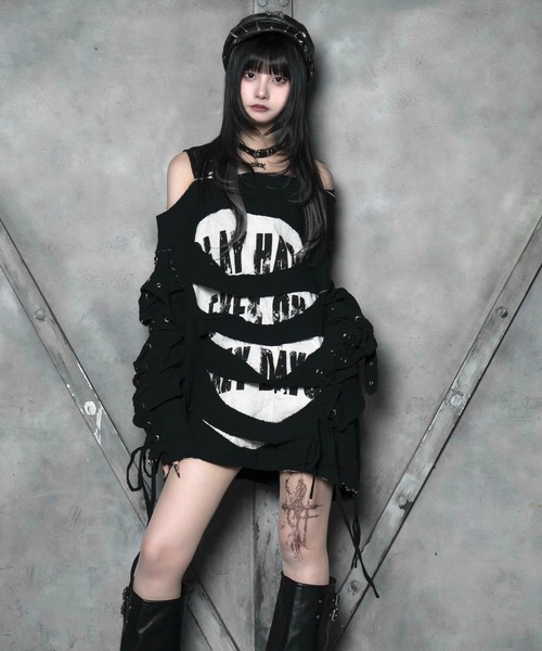 LAZYSLAY(レイジースレイ)の「レイヤーグランジワンピ(ワンピース・レディース・ブラック/ホワイト・FREE)」の16枚目の写真