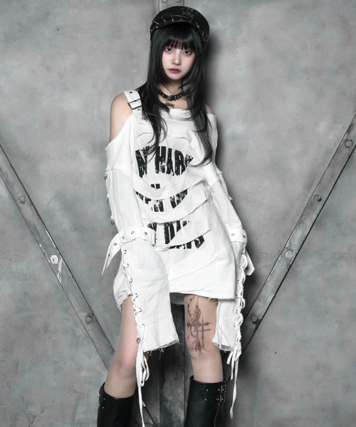 LAZYSLAY(レイジースレイ)の「レイヤーグランジワンピ(ワンピース・レディース・ブラック/ホワイト・FREE)」の15枚目の写真