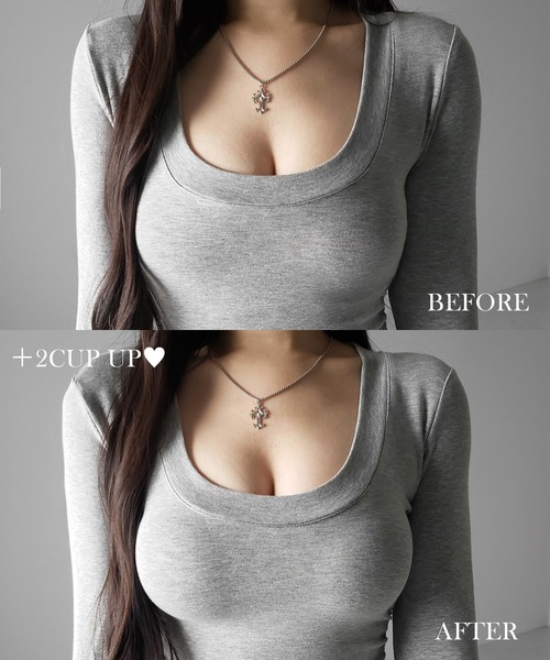 me+em select(ミームセレクト)の「【 +5cm厚盛ブラパッド 】ボリュームアップバンドゥブラトップ / +5cm volume up bandeau bra top(ブラジャー・レディース・アイボリー/ブラック・MEDIUM/SMALL)」の5枚目の写真