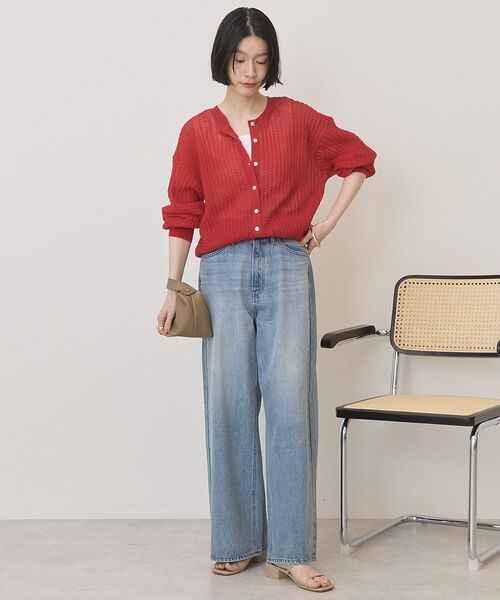 AMERICAN HOLIC(アメリカンホリック)の「【前後2WAY】透かし編みニットカーディガン(カーディガン/ボレロ・レディース・ブラック/ブラウン/レッド/ネイビー・L/M)」の5枚目の写真