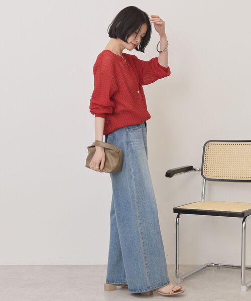 AMERICAN HOLIC(アメリカンホリック)の「【前後2WAY】透かし編みニットカーディガン(カーディガン/ボレロ・レディース・ブラック/ブラウン/レッド/ネイビー・L/M)」の6枚目の写真