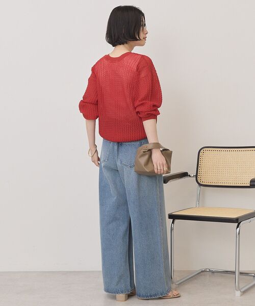 AMERICAN HOLIC(アメリカンホリック)の「【前後2WAY】透かし編みニットカーディガン(カーディガン/ボレロ・レディース・ブラック/ブラウン/レッド/ネイビー・L/M)」の7枚目の写真