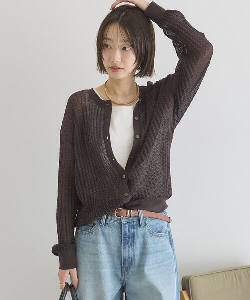 AMERICAN HOLIC(アメリカンホリック)の「【前後2WAY】透かし編みニットカーディガン(カーディガン/ボレロ・レディース・ブラック/ブラウン/レッド/ネイビー・L/M)」の8枚目の写真