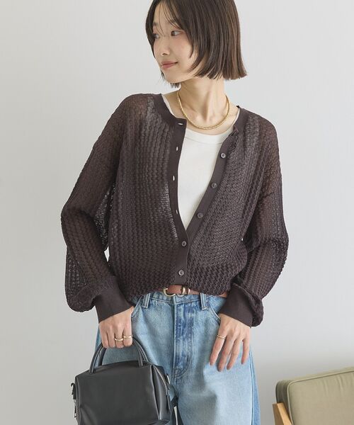 AMERICAN HOLIC(アメリカンホリック)の「【前後2WAY】透かし編みニットカーディガン(カーディガン/ボレロ・レディース・ブラック/ブラウン/レッド/ネイビー・L/M)」の9枚目の写真