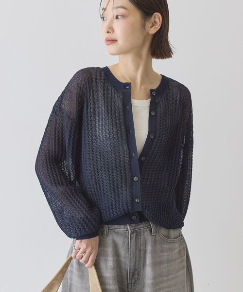 AMERICAN HOLIC(アメリカンホリック)の「【前後2WAY】透かし編みニットカーディガン(カーディガン/ボレロ・レディース・ブラック/ブラウン/レッド/ネイビー・L/M)」の3枚目の写真