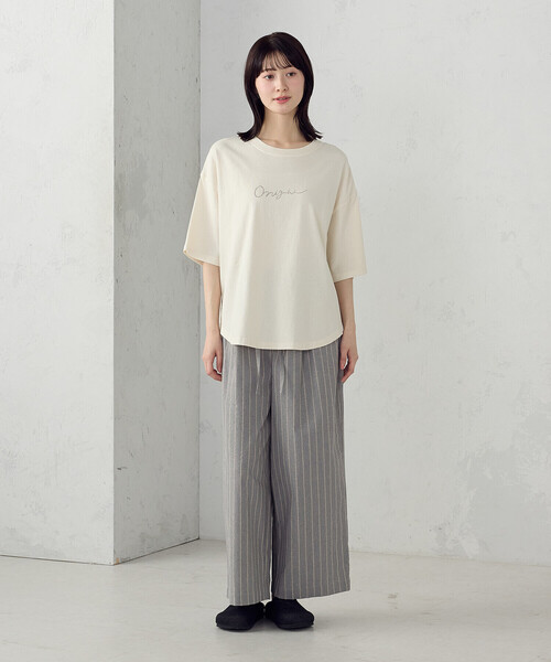 ONIGIRI（オニギリ）の「ピグメント加工 Ｔシャツ（Tシャツ/カットソー・レディース・オフホワイト/ブラウン・FREE）」の3枚目の写真