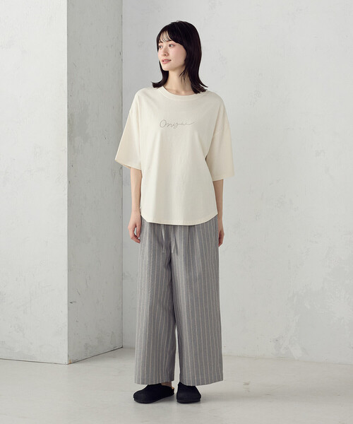 ONIGIRI（オニギリ）の「ピグメント加工 Ｔシャツ（Tシャツ/カットソー・レディース・オフホワイト/ブラウン・FREE）」の4枚目の写真