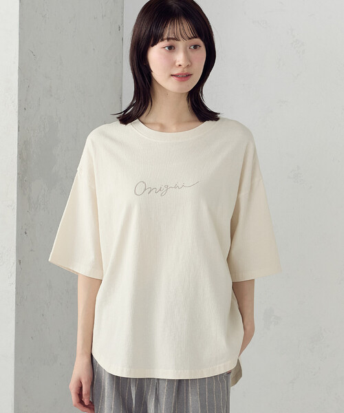 ONIGIRI（オニギリ）の「ピグメント加工 Ｔシャツ（Tシャツ/カットソー・レディース・オフホワイト/ブラウン・FREE）」の5枚目の写真