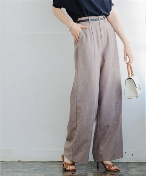 Maison INNESS（メゾンアイネス）の「リネンライクセンターシーム入ワイドパンツ（その他パンツ・レディース・ブラウン/ダークネイビー・5L/4L/3L/LL/L/M/S）」の2枚目の写真