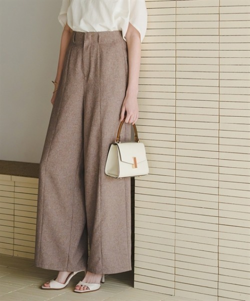 Maison INNESS（メゾンアイネス）の「リネンライクセンターシーム入ワイドパンツ（その他パンツ・レディース・ブラウン/ダークネイビー・5L/4L/3L/LL/L/M/S）」の3枚目の写真
