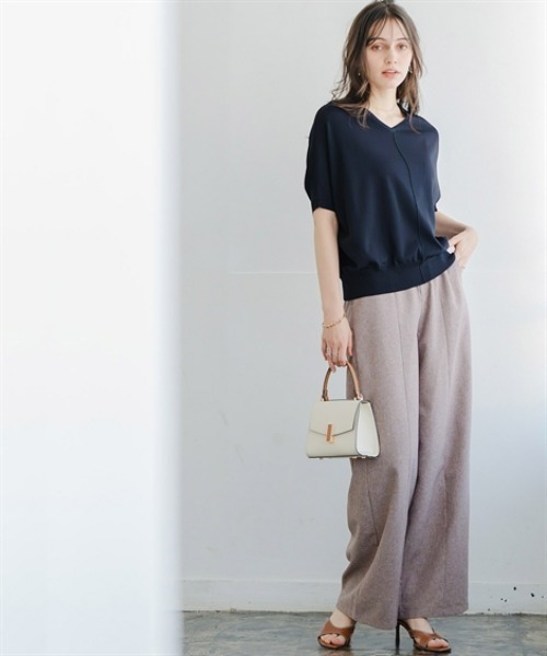 Maison INNESS（メゾンアイネス）の「リネンライクセンターシーム入ワイドパンツ（その他パンツ・レディース・ブラウン/ダークネイビー・5L/4L/3L/LL/L/M/S）」の5枚目の写真