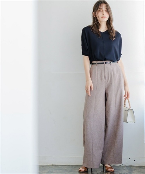 Maison INNESS（メゾンアイネス）の「リネンライクセンターシーム入ワイドパンツ（その他パンツ・レディース・ブラウン/ダークネイビー・5L/4L/3L/LL/L/M/S）」の6枚目の写真