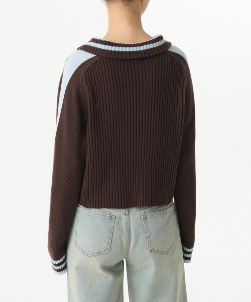 MUSINSA STANDARD WOMAN（ムシンサスタンダードウーマン）の「ウィメンズリブトラックニットハーフジップ[ブラウン]（ニット/セーター・レディース・その他・LARGE/MEDIUM/SMALL/X-SMALL）」の2枚目の写真