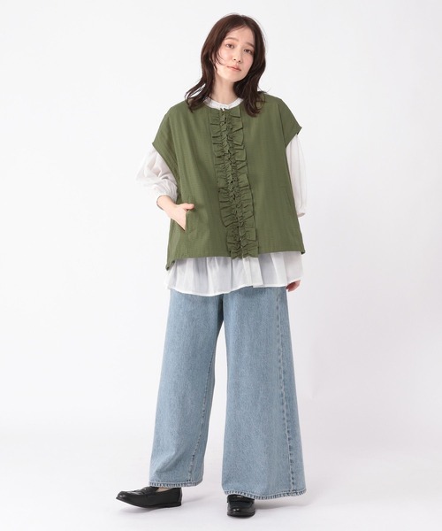 studio CLIP(スタディオクリップ)の「ノーカラーフリルベスト(ベスト・レディース・カーキ/ベージュ・FREE)」の20枚目の写真