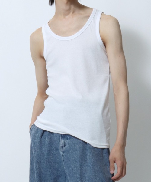 SITRY（シトリー）の「Teleco Tank Top/テレコ タンクトップ ノースリーブ（タンクトップ・メンズ・モカ/グレー/ライム/ライトピンク/チャコール/ブルー/バーガンディー/ブラック/インディゴブルー/オフホワイト/レッド/オリーブ/オレンジ/ターコイズブルー/ブラウン/ネイビー/イエロー/パープル・M/L/LL）」の19枚目の写真