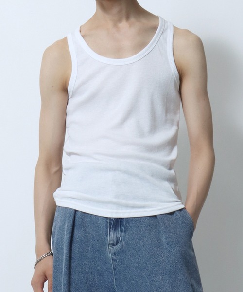 SITRY（シトリー）の「Teleco Tank Top/テレコ タンクトップ ノースリーブ（タンクトップ・メンズ・モカ/グレー/ライム/ライトピンク/チャコール/ブルー/バーガンディー/ブラック/インディゴブルー/オフホワイト/レッド/オリーブ/オレンジ/ターコイズブルー/ブラウン/ネイビー/イエロー/パープル・M/L/LL）」の20枚目の写真