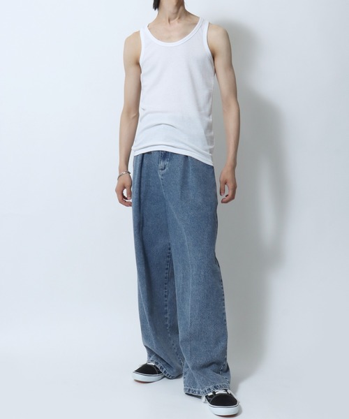 SITRY（シトリー）の「Teleco Tank Top/テレコ タンクトップ ノースリーブ（タンクトップ・メンズ・モカ/グレー/ライム/ライトピンク/チャコール/ブルー/バーガンディー/ブラック/インディゴブルー/オフホワイト/レッド/オリーブ/オレンジ/ターコイズブルー/ブラウン/ネイビー/イエロー/パープル・M/L/LL）」の21枚目の写真