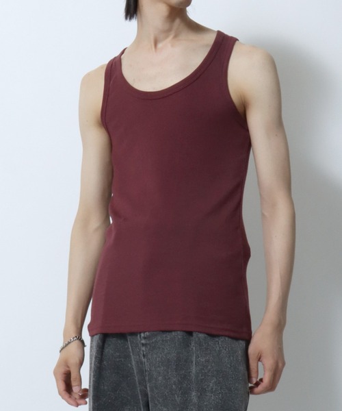 SITRY（シトリー）の「Teleco Tank Top/テレコ タンクトップ ノースリーブ（タンクトップ・メンズ・モカ/グレー/ライム/ライトピンク/チャコール/ブルー/バーガンディー/ブラック/インディゴブルー/オフホワイト/レッド/オリーブ/オレンジ/ターコイズブルー/ブラウン/ネイビー/イエロー/パープル・M/L/LL）」の22枚目の写真