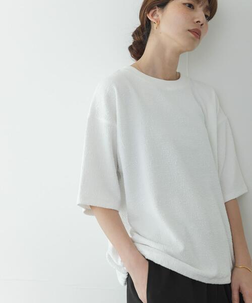 URBAN RESEARCH Sonny Label(アーバンリサーチサニーレーベル)の「カットジャガードドロスト五分袖プルオーバー(Tシャツ/カットソー・レディース・グレー系その他/ブラック/オフホワイト・FREE)」の5枚目の写真