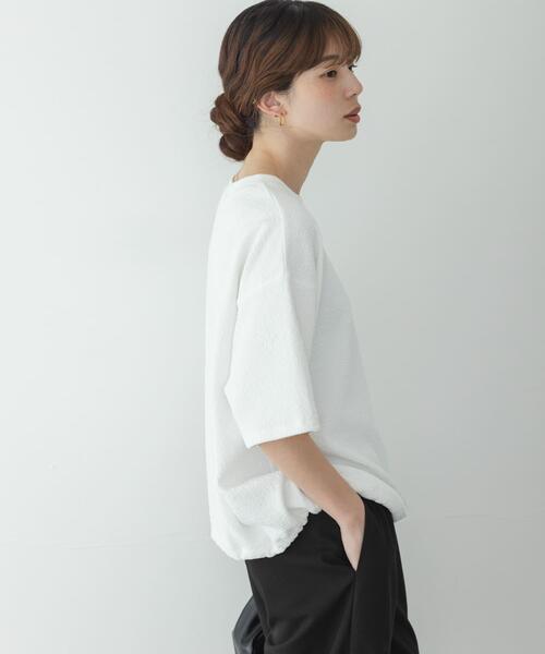 URBAN RESEARCH Sonny Label(アーバンリサーチサニーレーベル)の「カットジャガードドロスト五分袖プルオーバー(Tシャツ/カットソー・レディース・グレー系その他/ブラック/オフホワイト・FREE)」の7枚目の写真