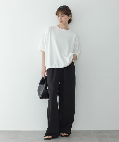 URBAN RESEARCH Sonny Label(アーバンリサーチサニーレーベル)の「カットジャガードドロスト五分袖プルオーバー(Tシャツ/カットソー・レディース・グレー系その他/ブラック/オフホワイト・FREE)」の8枚目の写真