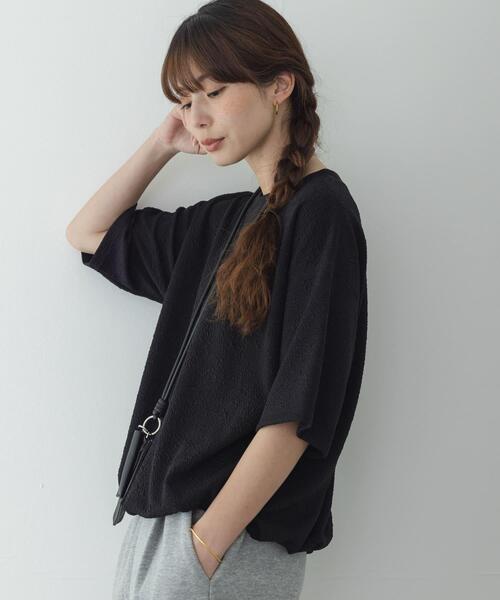 URBAN RESEARCH Sonny Label(アーバンリサーチサニーレーベル)の「カットジャガードドロスト五分袖プルオーバー(Tシャツ/カットソー・レディース・グレー系その他/ブラック/オフホワイト・FREE)」の17枚目の写真