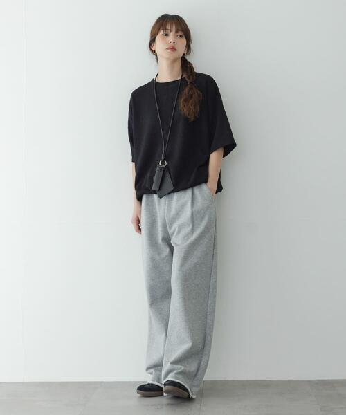 URBAN RESEARCH Sonny Label(アーバンリサーチサニーレーベル)の「カットジャガードドロスト五分袖プルオーバー(Tシャツ/カットソー・レディース・グレー系その他/ブラック/オフホワイト・FREE)」の19枚目の写真