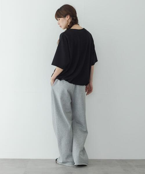 URBAN RESEARCH Sonny Label(アーバンリサーチサニーレーベル)の「カットジャガードドロスト五分袖プルオーバー(Tシャツ/カットソー・レディース・グレー系その他/ブラック/オフホワイト・FREE)」の20枚目の写真