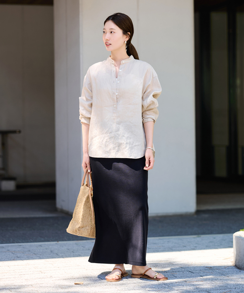 ≪追加≫フレンチリネンバンドカラーシャツ 2（シャツ/ブラウス