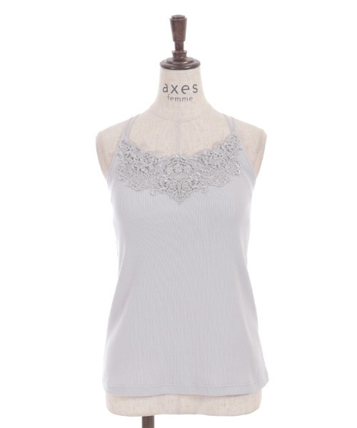 axes femme(アクシーズファム)の「カップ付きダブルキャミ(キャミソール・レディース・グレイッシュベージュ/ブラック・LARGE/MEDIUM)」の5枚目の写真
