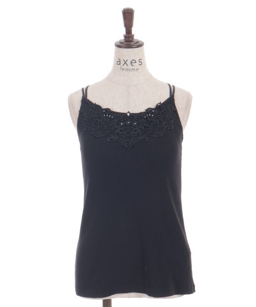 axes femme(アクシーズファム)の「カップ付きダブルキャミ(キャミソール・レディース・グレイッシュベージュ/ブラック・LARGE/MEDIUM)」の14枚目の写真