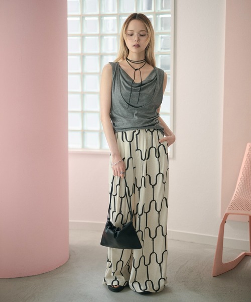 LAULEN（ローレン）の「drape layered sleeveless tops /サイドギャザードレープレイヤードノースリーブトップス（Tシャツ/カットソー・レディース・ホワイト/ダークグレー/ブラック・FREE）」の11枚目の写真