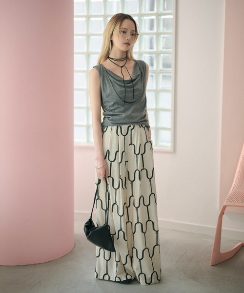 LAULEN（ローレン）の「drape layered sleeveless tops /サイドギャザードレープレイヤードノースリーブトップス（Tシャツ/カットソー・レディース・ホワイト/ダークグレー/ブラック・FREE）」の12枚目の写真