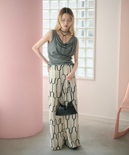 LAULEN（ローレン）の「drape layered sleeveless tops /サイドギャザードレープレイヤードノースリーブトップス（Tシャツ/カットソー・レディース・ホワイト/ダークグレー/ブラック・FREE）」の16枚目の写真