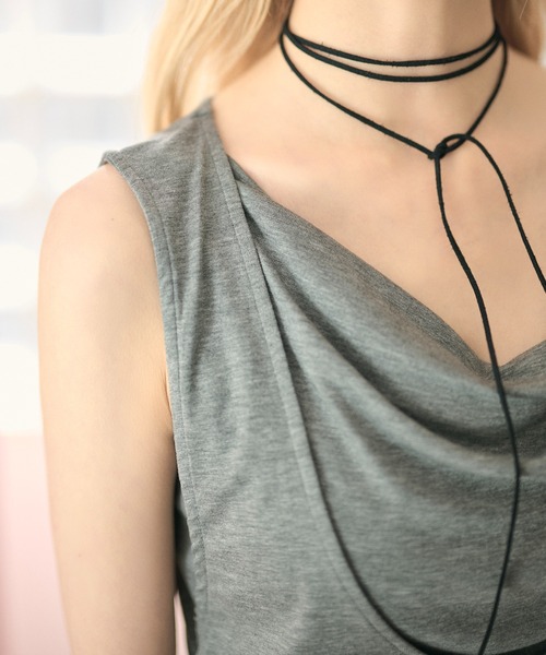 LAULEN（ローレン）の「drape layered sleeveless tops /サイドギャザードレープレイヤードノースリーブトップス（Tシャツ/カットソー・レディース・ホワイト/ダークグレー/ブラック・FREE）」の17枚目の写真