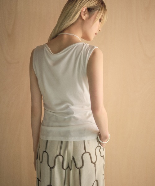 LAULEN（ローレン）の「drape layered sleeveless tops /サイドギャザードレープレイヤードノースリーブトップス（Tシャツ/カットソー・レディース・ホワイト/ダークグレー/ブラック・FREE）」の21枚目の写真
