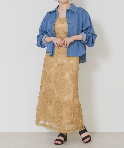 MISCH MASCH(ミッシュマッシュ)の「2026春夏新作 フラワーモチーフキャミロングワンピース(ワンピース・レディース・ベージュ/アイボリー・フリ-)」の7枚目の写真