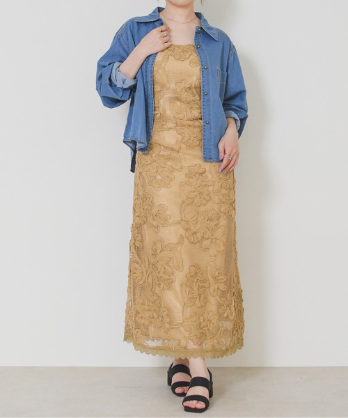 MISCH MASCH(ミッシュマッシュ)の「2026春夏新作 フラワーモチーフキャミロングワンピース(ワンピース・レディース・ベージュ/アイボリー・フリ-)」の8枚目の写真