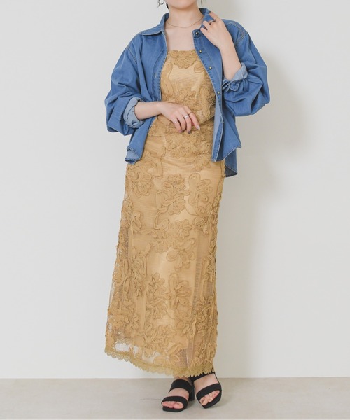 MISCH MASCH(ミッシュマッシュ)の「2026春夏新作 フラワーモチーフキャミロングワンピース(ワンピース・レディース・ベージュ/アイボリー・フリ-)」の9枚目の写真