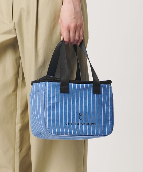 UNITED ARROWS(ユナイテッドアローズ)の「ストライプ ボックス型 トートバッグ S(トートバッグ・レディース・ライトブルー/ブラック・FREE)」の3枚目の写真