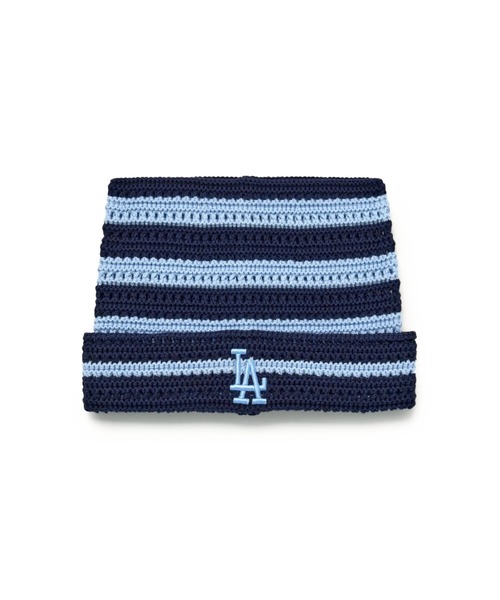 MLB(メジャーリーグベースボール)の「【日本未発売/WEB限定】MLB KOREA(エムエルビーコリア)/ストライプ サマー 猫耳 ねこ耳ビーニー 耳付き クロシェ編み ロゴパッチ ワッペン ビーニー ニット帽/Summer Stripe Miyaon Beanie(ニットキャップ/ビーニー・レディース・ネイビー/ブラック・FREE)」の15枚目の写真