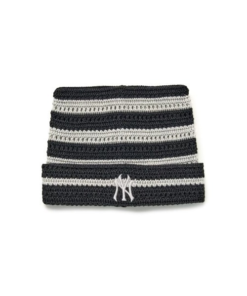 MLB(メジャーリーグベースボール)の「【日本未発売/WEB限定】MLB KOREA(エムエルビーコリア)/ストライプ サマー 猫耳 ねこ耳ビーニー 耳付き クロシェ編み ロゴパッチ ワッペン ビーニー ニット帽/Summer Stripe Miyaon Beanie(ニットキャップ/ビーニー・レディース・ネイビー/ブラック・FREE)」の10枚目の写真