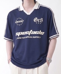 NYLAUS（ナイラス）の「【NYS】デザインゲームTシャツ サッカーTシャツ ユニフォームデザイン 襟付き カモフラ ヒョウ ストライプ チェック（Tシャツ/カットソー）」