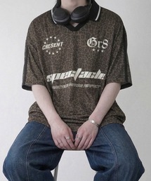 NYLAUS | 【NYS】デザインゲームTシャツ サッカーTシャツ ユニフォームデザイン 襟付き カモフラ ヒョウ ストライプ チェック(Tシャツ/カットソー)