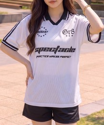 NYLAUS（ナイラス）の「【NYS】デザインゲームTシャツ サッカーTシャツ ユニフォームデザイン 襟付き カモフラ ヒョウ ストライプ チェック（Tシャツ/カットソー）」