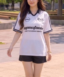 NYLAUS（ナイラス）の「【NYS】デザインゲームTシャツ サッカーTシャツ ユニフォームデザイン 襟付き カモフラ ヒョウ ストライプ チェック（Tシャツ/カットソー）」