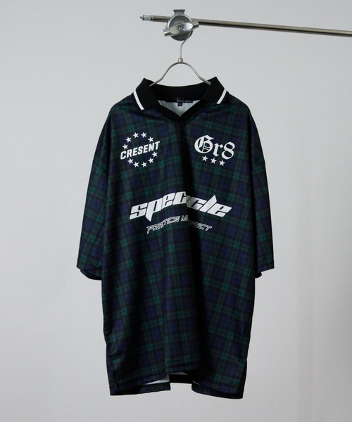 NYLAUS(ナイラス)の「【NYS】デザインゲームTシャツ サッカーTシャツ ユニフォームデザイン 襟付き カモフラ ヒョウ ストライプ チェック(Tシャツ/カットソー・レディース・チェック/カモフラージュ/レオパード/ピンク系その他/ホワイト/ブルー系その他/ダークブルー/ネイビー/チャコール/ブラック系その他/オフホワイト/ブラック/グリーン・L/M)」の21枚目の写真