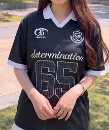 NYLAUS（ナイラス）の「【NYS】デザインゲームTシャツ サッカーTシャツ ユニフォームデザイン 襟付き カモフラ ヒョウ ストライプ チェック（Tシャツ/カットソー）」