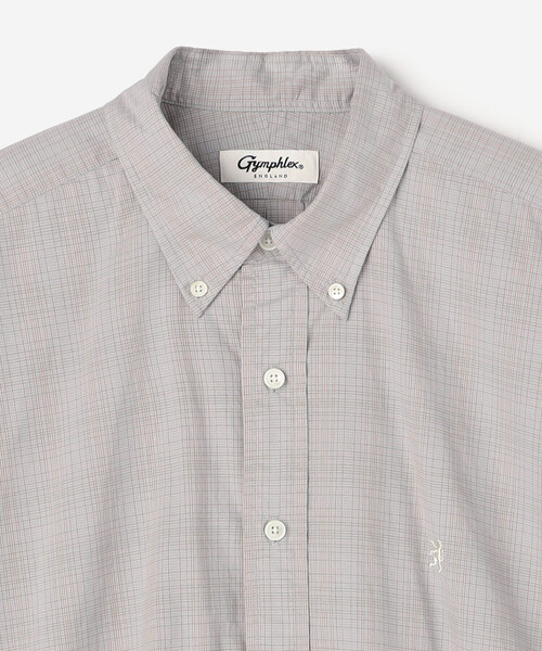 GYMPHLEX(ジムフレックス)の「Gymphlex | コットンブロード ボタンダウン半袖シャツ CHECK MEN(シャツ/ブラウス・メンズ・グレー系その他・S/M/L)」の4枚目の写真
